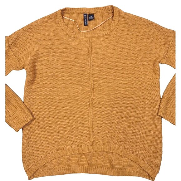 Free For All Sweater Mustard Yellow Drop Shoulder Medium Knit Fall Womens XS - Picture 5 of 5